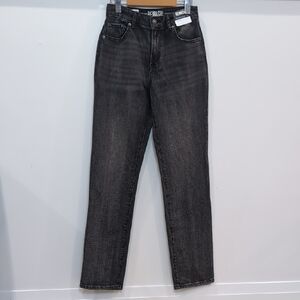 REWASH | Women's Charcoal Acid Wash 90's Straight Super High Rise Jeans